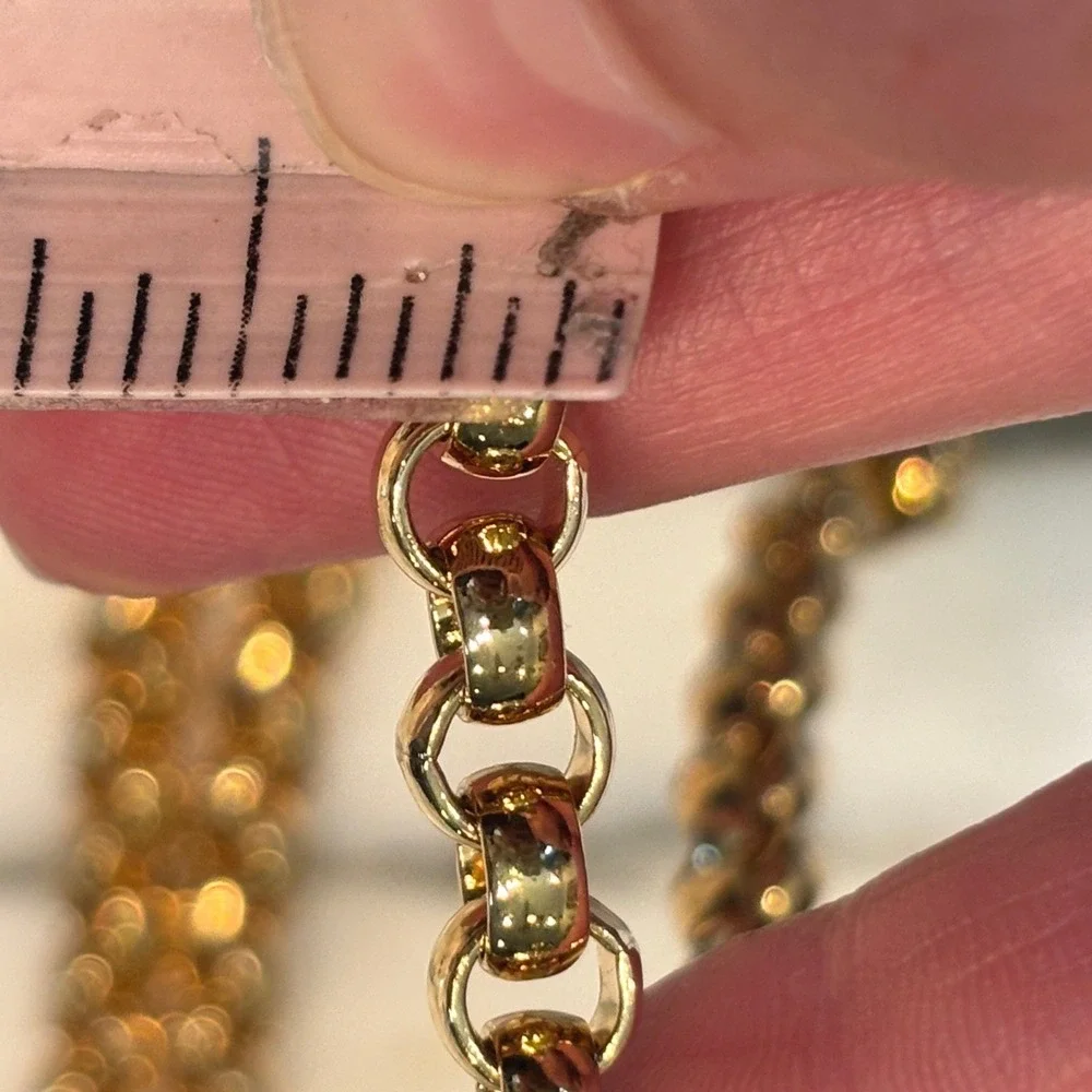 Monet Vintage Polished Gold Tone Thick Long Rolo Chain Necklace 17.5